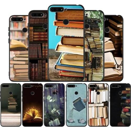 Books Pile Library Reading black Silicone Phone Case For Huawei honor 30 8 8X 9 10 10 Lite 20 Mate 10 20 30 Lite Pro cover