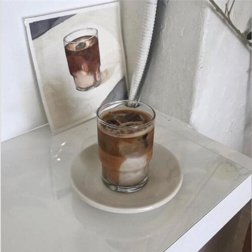 Cutelife Korean Style Ins Coffee Cup Glass Cold Water Cup Milkshake Glass Ice American Latte Glass Soda Cup Drinking Shot Glass