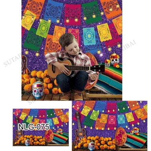 Dia De Los Muertos Photography Backdrop Day of The Dead Backdrop Mexico Flowers Skull Dress-Up Fiesta Photo Party Supplies Prop