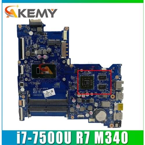 For HP 15-AY Laptop Motherboard 903786-601 903786-001 CDL50 LA-D707P With SR2ZV i7-7500u CPU R7 M340 GPU 100% Tested Fast Ship