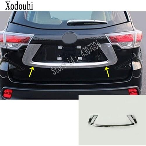 For Toyota Highlander 2018 2019 2020 Car ABS Chrome Rear Door License Tailgate Bumper Frame Plate Trim Trunk 1pcs