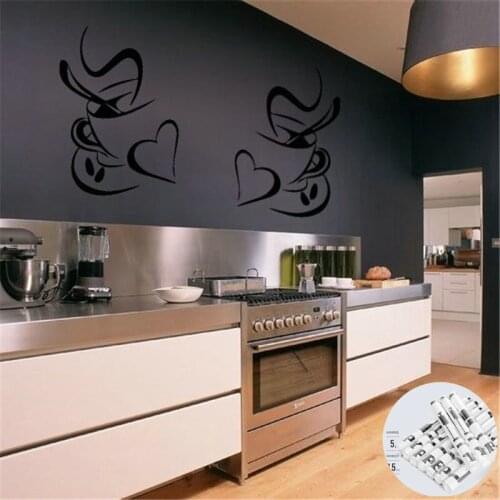Fad Wall Stickers Diner Hearts DIY Cups Kitchen Cafe Decals Vinyl Art 2 Coffee