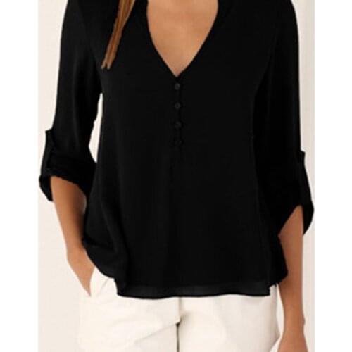 Fashion Chiffon T-shirt for Women Summer Soft V-neck Short Sleeve Loose Casual Minimalist Back to the Basics Female Shirt