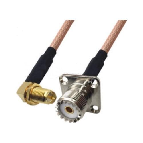 RG316 Cable RP-SMA Female Right Angle To UHF SO239 Female 4 Hole Flange Panel Mount Connector RF Coaxial Jumper Cable
