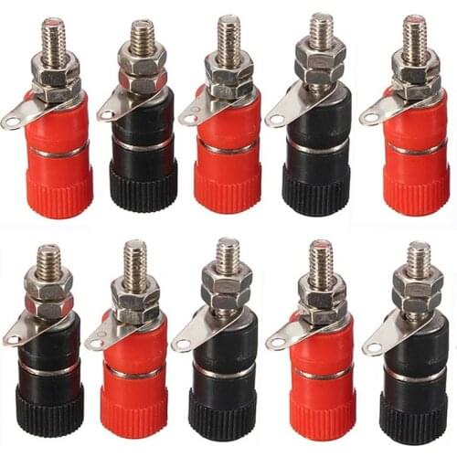 10PCS Speaker Amplifier Terminal Block Binding Socket Female Connector 4mm Banana Plug Black Red