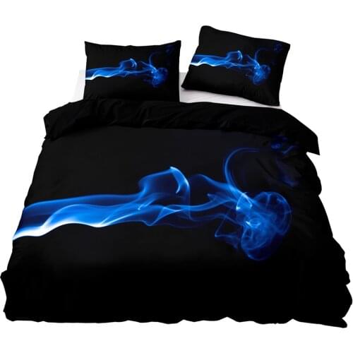 Abstract Style Blue Smoke Pattern Bedding Set, 245×210 Duvet Cover Set With Pillowcase,264×228 Quilt Cover,Big Blanket Cover