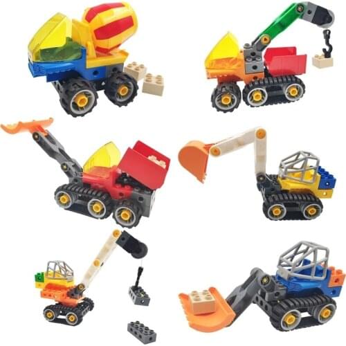 Constructor City Engineering Construction Crane Excavating Machinery Truck Vehicle Set Compatible with Legoing Duplo Technical