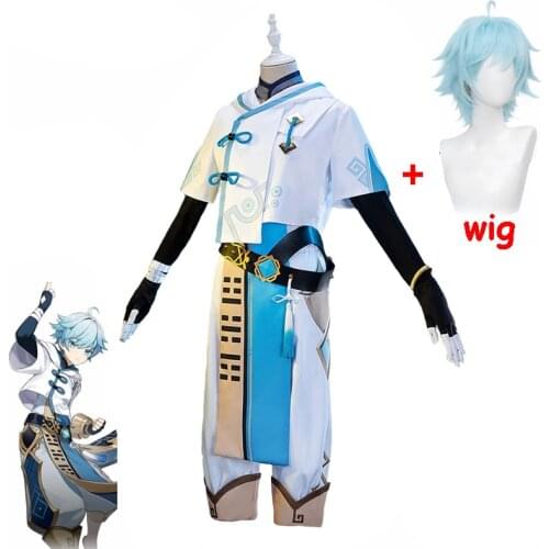 Game Genshin Impact Cosplay Chongyun Cosplay Costume Game Genshin Impact Chong Yun Costume Wig Halloween