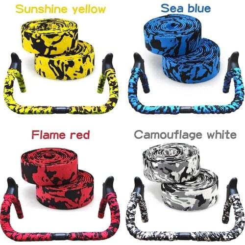 2pcs Bicycle Handlebar Tape Camouflage Anti Slip Bike Handle Belt Cork Wrap with Bar Plugs MTB Road Bike Cycling Accessories