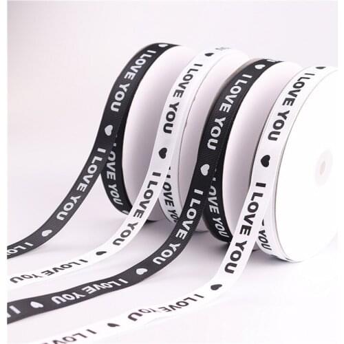 45M Ribbon For Gifts Packing I Love You Letters Printed Grosgrain Ribbons Wedding Decorations Valentines Day Bouquet Wrapping