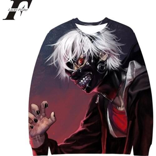 LUCKYFRIDAYF 2018 Anime Tokyo Ghoul 3D Print Hoodie sweatshirt Women Men moletom feminino Tokyo Ghoul harajuku Hip Hop tracksuit