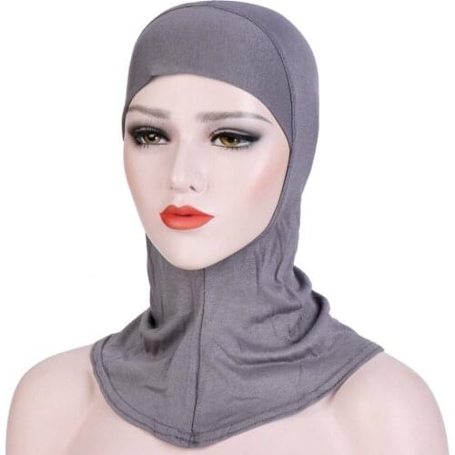 Muslim Headscarf Cotton Hijab Turban Plain Female Casual Pullover Caps Neck Scarfs Head Coverings