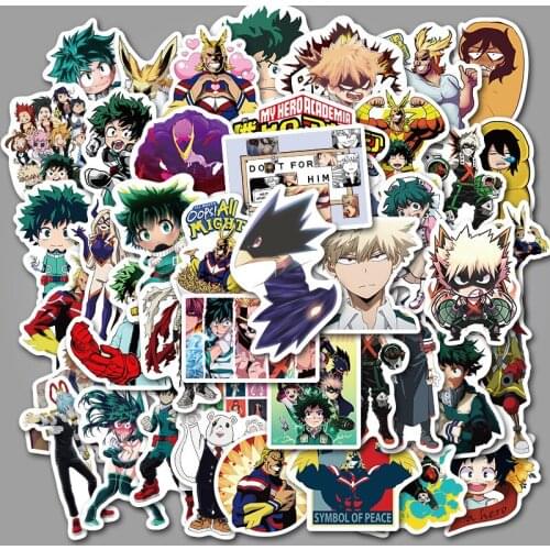 50PCS/SET Anime My Hero Academia Suitcase Stickers Laptop Skateboard Izuku Midoriya Might Boku No Hero Academia Sticker