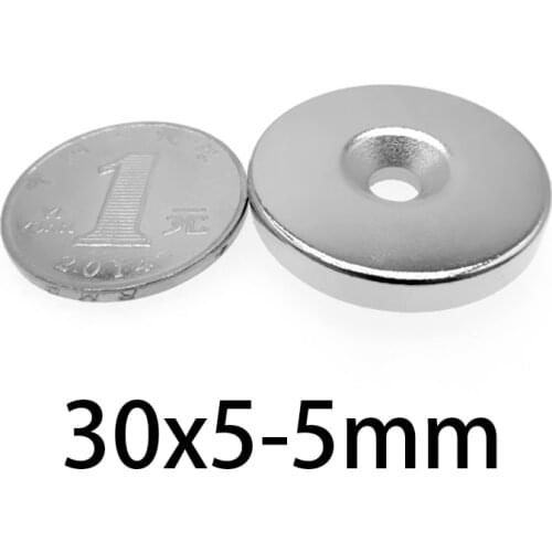 2-15pcs 30x5-5mm Neodymium Magnet Disc 30x5mm Hole 5mm Circle Magnets 30*5-5mm Round Countersunk magnet