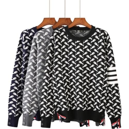 New Winter Tops Europe Knitted Cartoon Shark Sweater Women O-neck Warm Pullover Pull Femme Plus Size Loose Jumpers Ladies Q395
