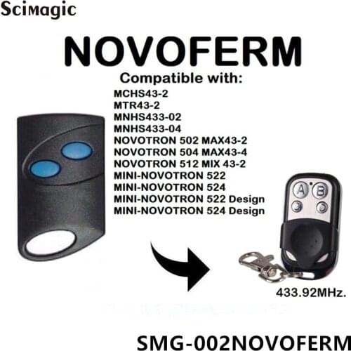 NOVOFERM MCHS43-2 Compatible Remote Control 433.92MHz garage command NOVOFERM remote transmitter rolling code 433