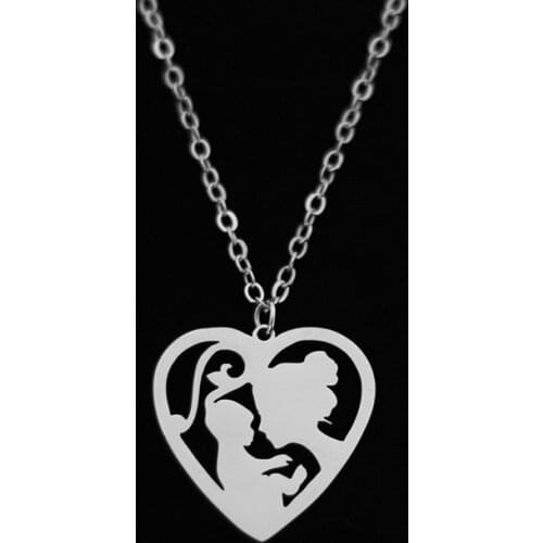 Wholesale Fashion Stainless Steel Heart Necklace Mother And Baby Pendant Necklace Women Mothers Day Jewelery Custom Love Gift