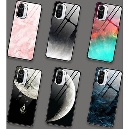 Shockproof Phone Case For Xiaomi Poco F3 Gradient Glass Case For Xiaomi Poco F3 Pocophone X3 Pro Hard PC Pattern Back Cover