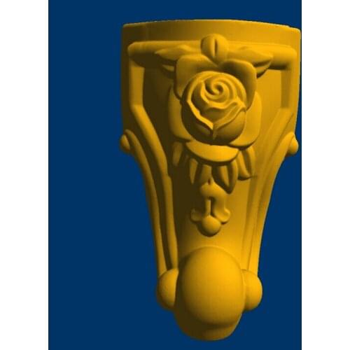 CNC relief Sculpture 3D model STL big rose desk leg Western Furniture leg--5