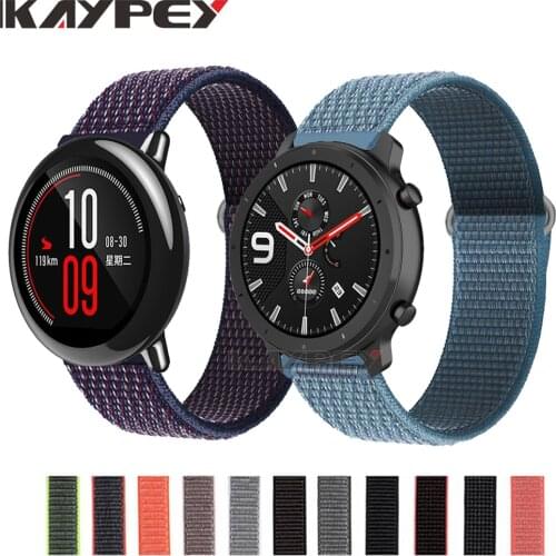 22mm Nylon Loop Strap for Huami Amazfit GTR 2 47mm Strap for Xiaomi Amazfit Stratos 3/2S/2 Pace Wrist Band Bracelet Watchband