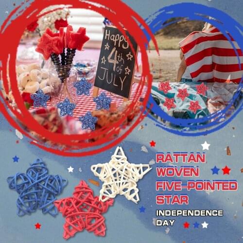 15 Pcs 4th Of Star Shaped Rattan Balls Decoration Star Shaped Wicker Independence Day Home Decoration 2021 High Quality