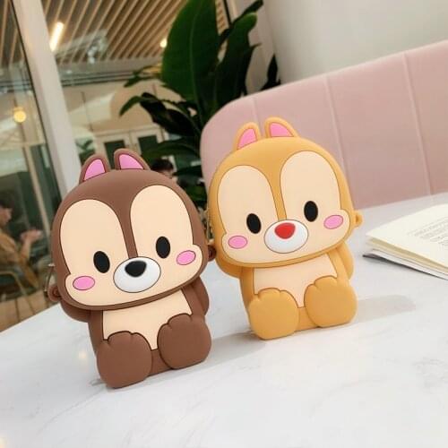 Disney two Squirrel Chip and Dale Silicone shoulder bag Coin Purse Cartoon cute Figure Anime fashion pattern chain bag
