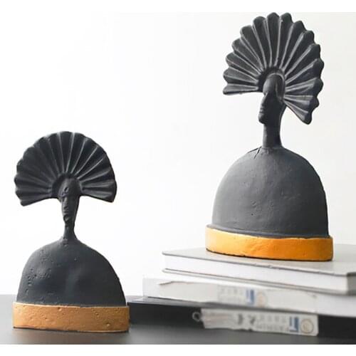 Nordic Home Decoration Figure Head Figurines Living Room Desktop Decoration Metal Statue Interior Decor Sculpture Christmas Gift