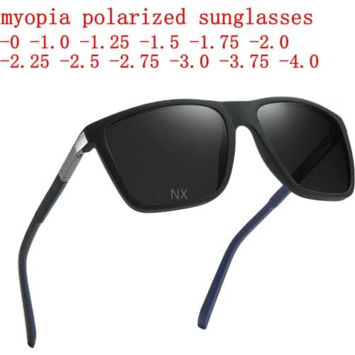 Outdoor Business Square Distance Polarized Myopia Sunglasses Womens Men Driving Polarized Gray Nearsighted Glasses Diopter NX