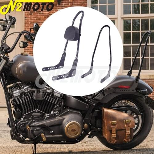 22" Tall Motorcycle Black Sissy Bar Backrest w/ Cushion Pad For Harley Softail FXBB Low Rider Fat Bob Street Bob Breakout 18-20