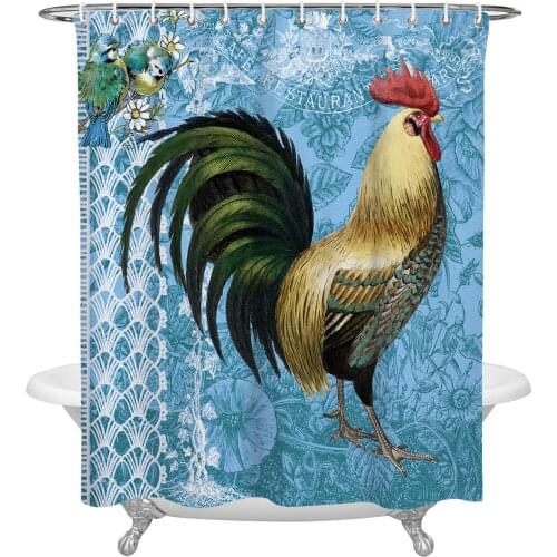 Animal Rooster Vintage Background Shower Curtain Waterproof Polyester Fabric Bathroom Curtain Home Bath Curtain with Hook
