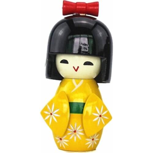 Japanese Doll Ornaments Doll Kimono Doll Puppet for Garden Bonsai Home Decoration (Medium Chrysanthemum Yellow First)