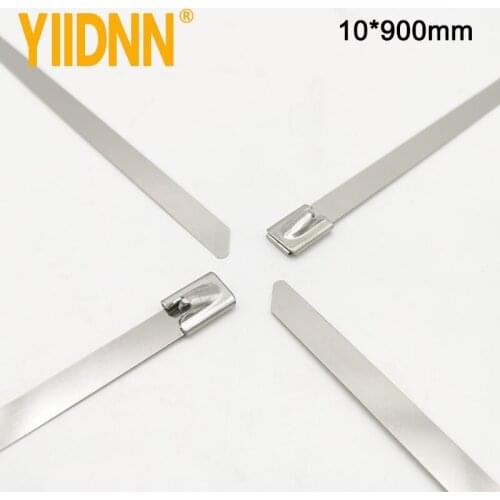 100pcs 35.5 Inches (900mm)Stainless Steel Cable Zip Ties Exhaust Wrap Coated Locking