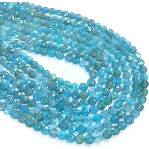 Factory Price Natural Stone Coin Shape Apatite Beads Healing Energy Gemstone Jewelry Handmade Making DIY Bracelet & Necklace 4mm