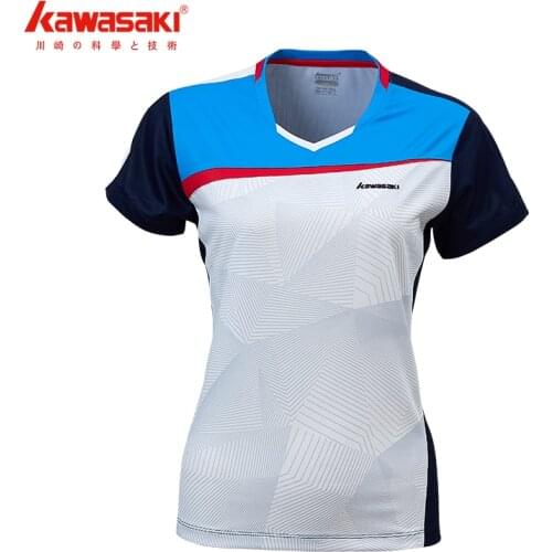 Kawasaki Woman t-shirts Sportswear For Female Table Tennis V-Neck Breathable Blue Color Badminton Sport 2020 T-shirt ST-Q2311