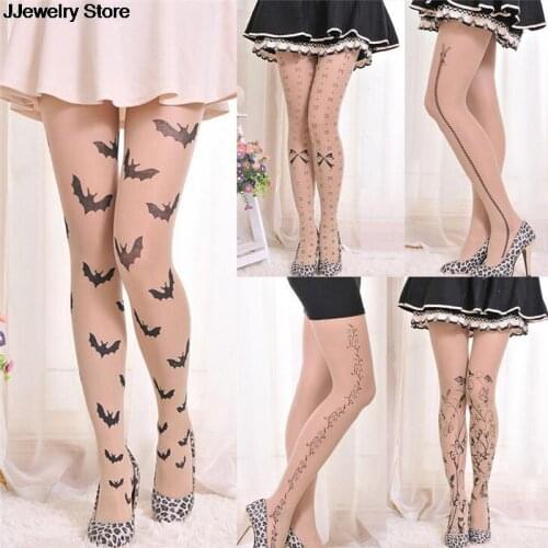 Women Tattoo Tights Pantyhose 6 Styles Lolita Fancy Hosiery Cute Patterns Printed Pantyhose Ladies Gifts