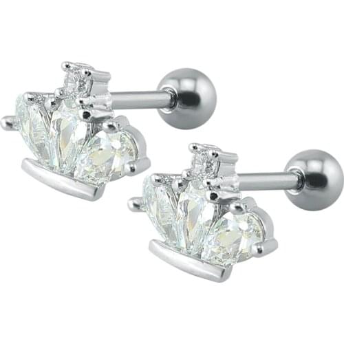 Crown earrings for women 2016 punk stud earrings men jewelry biker rhinestone stainless steel fashion jewelry orecchini uomo