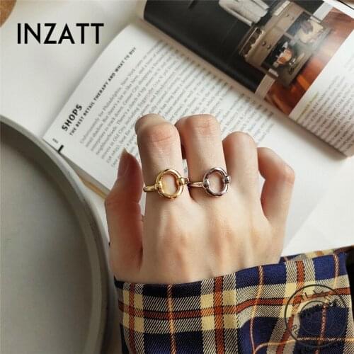 INZATT Real 925 Sterling Silver Hollow Round Opening Ring For Fashion Women Minimalist Ring Fine Jewelry Trendy Gift 2019