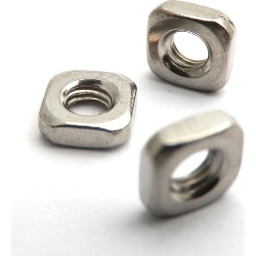 100pcs/lot M3 M4 M5 M6 M8 Square Thin Nut A2 304 Stainless Steel Square Nuts DIN 562