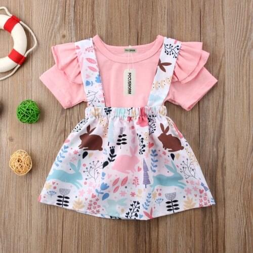 Summer 2PC Baby Girl Clothes Summer Tee Short Dress Kids Girls Casual Outfits Lolly Newborn Baby Girl Clothes Cotton O-neck
