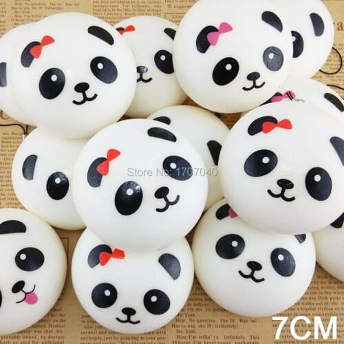 20PCS 7cm Cartoon Panda Squishy Buns Bread Pendants Toys Wholesale