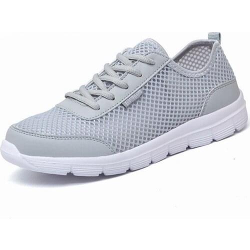 2018 Summer Fashion Breathable Men Casual Shoes Lace Up High Quality Couple Flat Mesh Shoes Plus Size 35-48