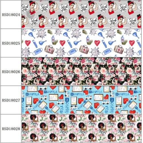 22MM 25MM 38MM 50MM 75mm Printed Flower Pattern on Grosgrain Ribbon for diy ribbon