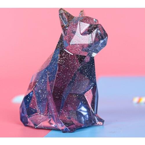 3D Geometry Stereo French Bulldog Silicone Molds Cut Surface Epoxy Resin Crafts DIY Jewelry Making Plaster