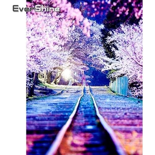 EverShine DIY Diamond Embroidery Landscape Mosaic Diamond Painting Full Square Drill Tree Cross Stitch Railway Handmade Hobby