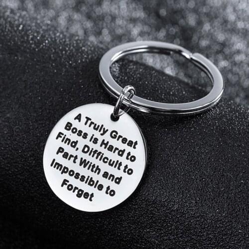 Key Chain A truly Great Boos Is Hard To Find Retirement Gifts For Boss Thank You Keychain Jewelry Keyring Stainless Steel