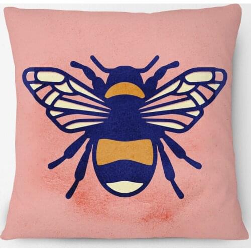 Flying Bee Love Heart Ice Cream Cushion Cover American Pop Style Living Room Sofa Decoration 45X45cm Throw Pillow Case Decor
