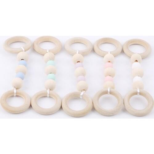 Baby Pacifier Clip Dummy Clip Wood Silicone Beads Chain Non-toxic Infant Soother Nipple Strap Baby Teether