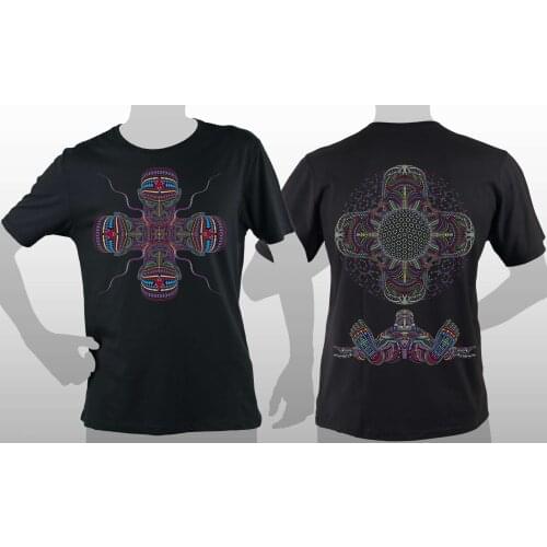 Creative Design Visionary & Psychedelic Totems Graphic Printed T-Shirt. Summer Cotton Short Sleeve O-Neck Mens T Shirt S-3XL