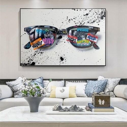 Graffitti Art Sunglasses Canvas Posters and Prints Pop Street Art Glasses Canvas Paintings on The Wall Art Pictures Home Decor