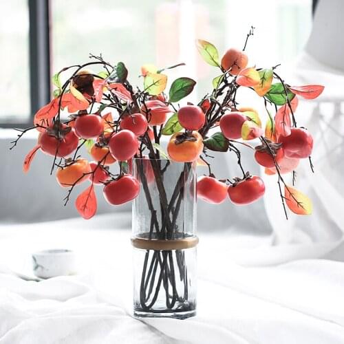 Simulation Persimmon Decoration Fruit Branch Living Room Accessories Artificial Fake Flower Desktop Fruit Decoration Home Decor